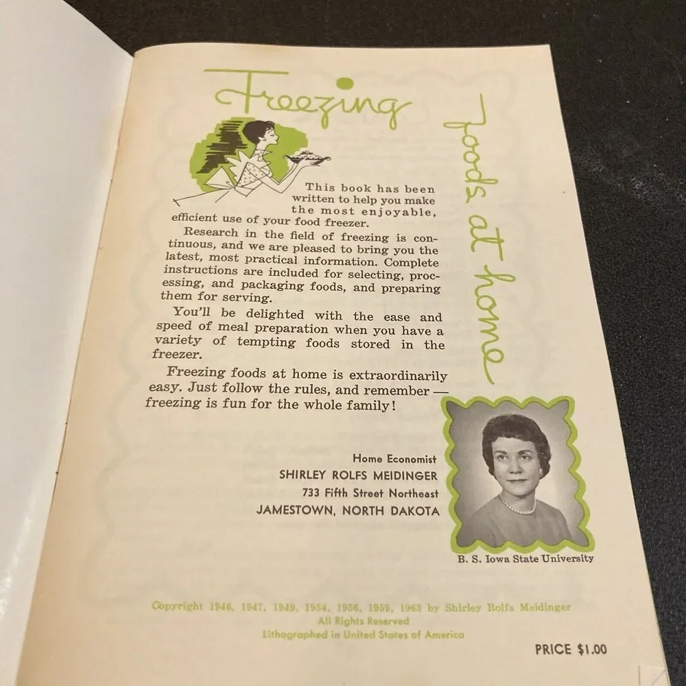 Freezing Foods‎ at Home Shirley Rolfs Meidinger 1963 Vintage Paperback